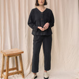 Acer Organic Cotton Cord Top in Charcoal