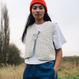 Evergreen Organic Cotton Cord Gilet in Stone