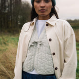 Evergreen Organic Cotton Cord Gilet in Stone