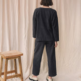 Myoga Organic Cotton Cord Trouser in Charcoal