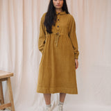 Yuri Organic Cotton Cord Dress in Ochre