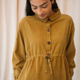 Yuri Organic Cotton Cord Dress in Ochre
