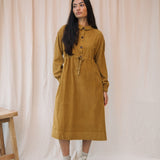 Yuri Organic Cotton Cord Dress in Ochre