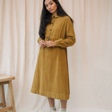 Yuri Organic Cotton Cord Dress in Ochre