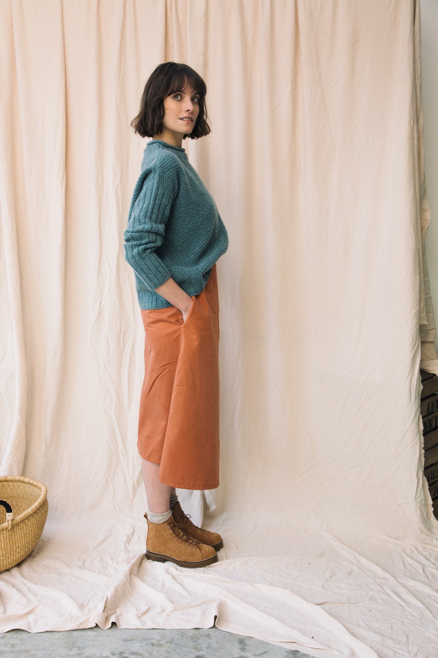 Wisteria Organic Cotton Twill Skirt in Tortoiseshell