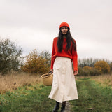 Wisteria Organic Cotton Twill Skirt in Off-White