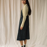 Katana-Leigh Organic Cotton Denim Pinafore Dress in Black