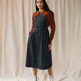 Katana-Leigh Organic Cotton Denim Pinafore Dress in Black