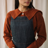 Katana-Leigh Organic Cotton Denim Pinafore Dress in Black