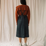 Katana-Leigh Organic Cotton Denim Pinafore Dress in Black