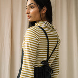 Katana-Leigh Organic Cotton Denim Pinafore Dress in Black