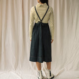 Katana-Leigh Organic Cotton Denim Pinafore Dress in Black