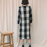 Miki-Cay Organic Cotton Knitted Check Dress in Black and Ecru