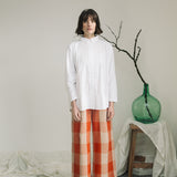 Thorne-Cay Organic Cotton Knitted Check Trouser in Brick and Sand