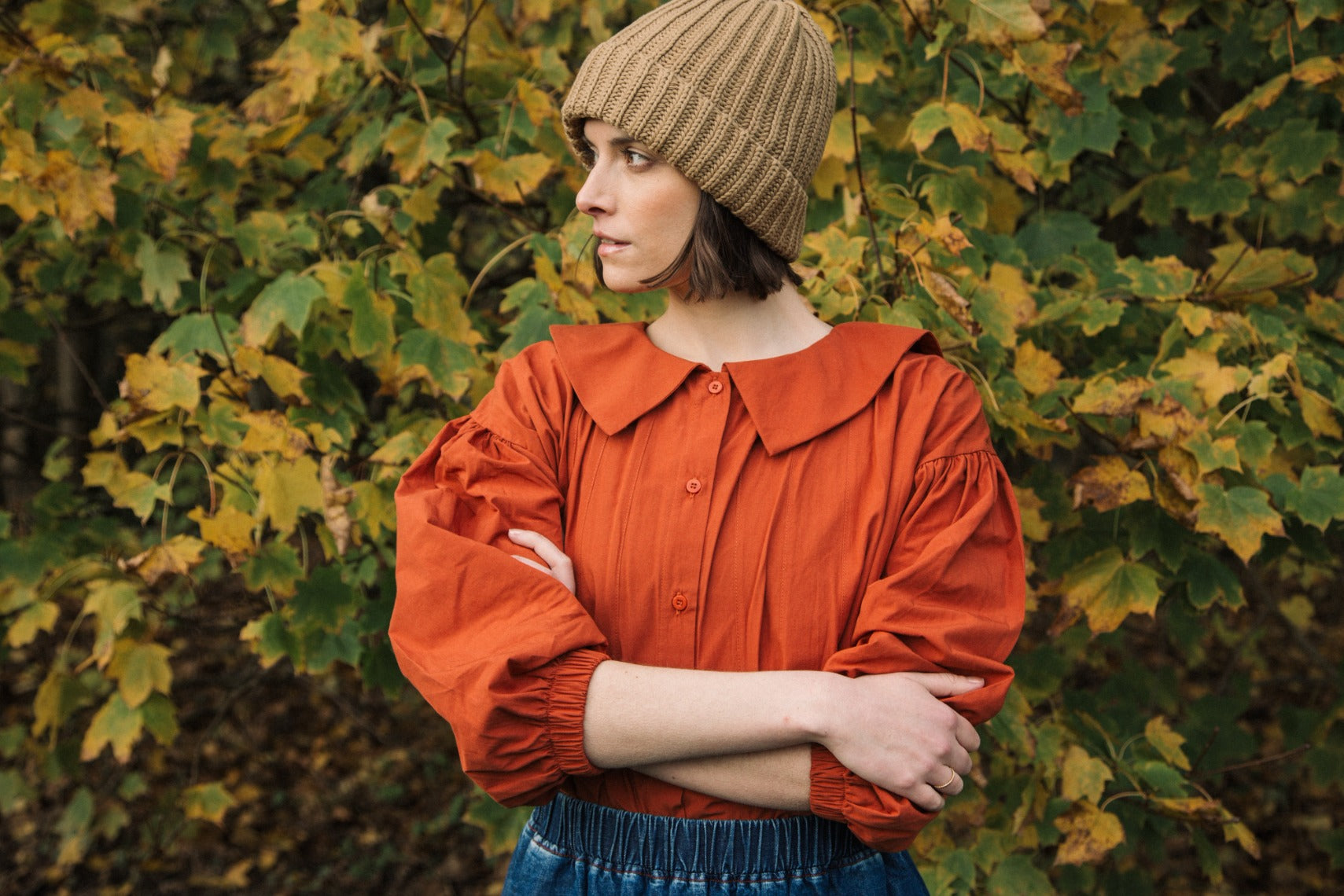 Prunus Organic Cotton Poplin Shirt in Paprika