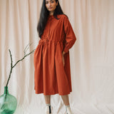 Umi Organic Cotton Poplin Dress in Paprika