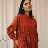 Umi Organic Cotton Poplin Dress in Paprika