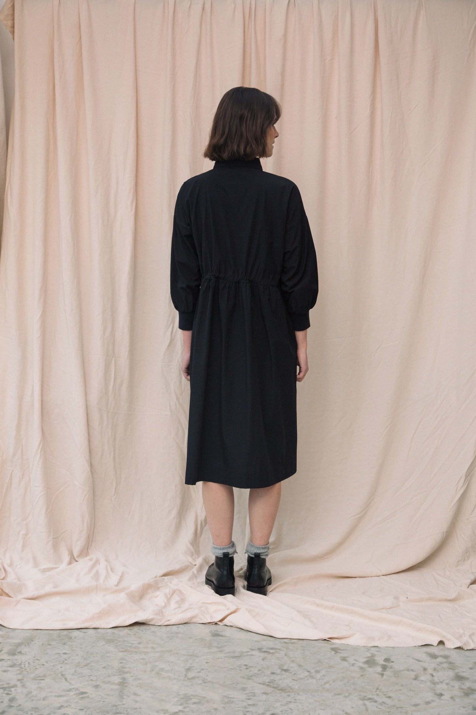 Umi Organic Cotton Poplin Dress in Black