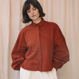 Konara Organic Cotton Jersey and Poplin Shirt in Paprika