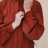 Konara Organic Cotton Jersey and Poplin Shirt in Paprika