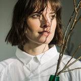 Magnolia Organic Cotton Jersey and Poplin Shirt in White