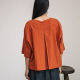 Shay Organic Cotton Jersey and Poplin Top in Paprika