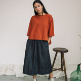 Shay Organic Cotton Jersey and Poplin Top in Paprika