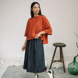 Shay Organic Cotton Jersey and Poplin Top in Paprika