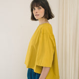Shay Organic Cotton Jersey and Poplin Top in Chartreuse