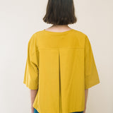 Shay Organic Cotton Jersey and Poplin Top in Chartreuse