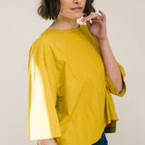 Shay Organic Cotton Jersey and Poplin Top in Chartreuse