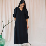 Sora Organic Cotton Jersey and Poplin Dress in Black