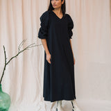 Sora Organic Cotton Jersey and Poplin Dress in Black