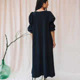 Sora Organic Cotton Jersey and Poplin Dress in Black