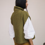 Kanon Recycled Wool Knitted Vest in Olive Marl