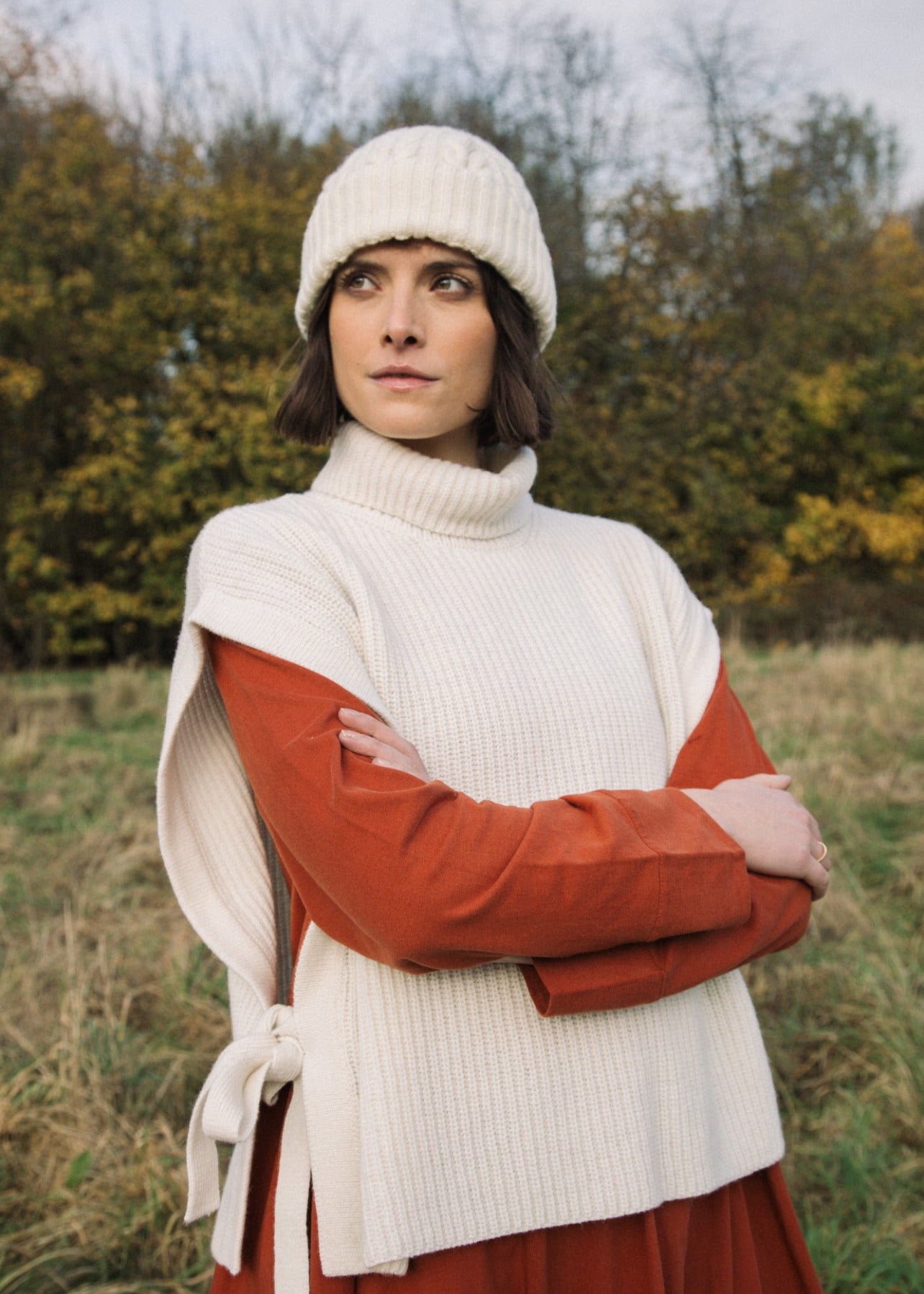 Kanon Recycled Wool Knitted Vest in Off-White