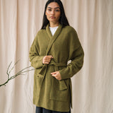 Emi Recycled Wool Cardigan in Olive Marl