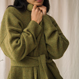 Emi Recycled Wool Cardigan in Olive Marl
