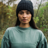 Hilda Organic Cotton Knitted Hat in Black