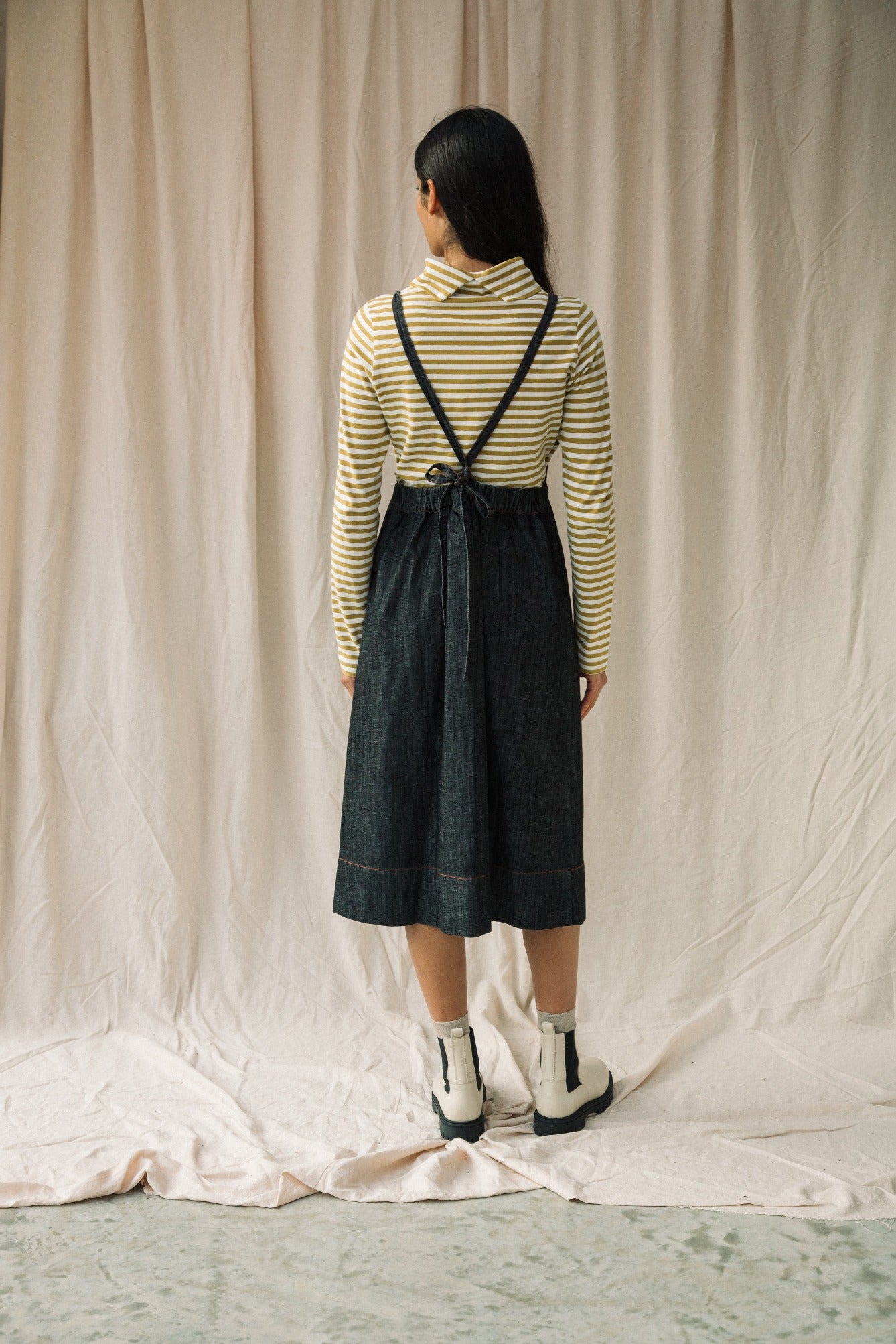 Pine-Sue Organic Cotton Stripe Jersey Top in Chartreuse and White