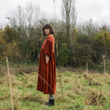 Bliss Organic Cotton Velour and Jersey Dress in Paprika