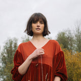 Bliss Organic Cotton Velour and Jersey Dress in Paprika