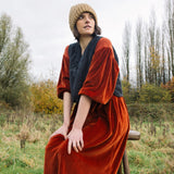 Bliss Organic Cotton Velour and Jersey Dress in Paprika