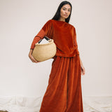 Divya Organic Cotton Velour and Jersey Top in Paprika