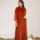 Odette Organic Cotton Velour Trouser in Paprika