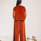 Odette Organic Cotton Velour Trouser in Paprika