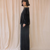 Odette Organic Cotton Velour Trouser in Charcoal