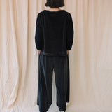 Odette Organic Cotton Velour Trouser in Charcoal