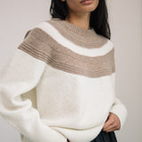 Minako Lambswool Jumper in Oatmeal and Ecru