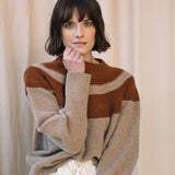 Minako Lambswool Jumper in Antelope and Oatmeal